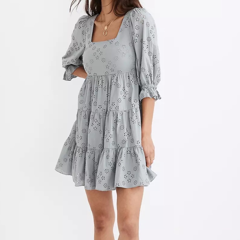 BNWT Pale Blue Madewell Eyelet Lizzie Babydoll Dress